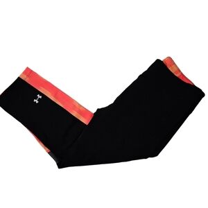 Under Armour Heat Gear Capri Leggings Black & Orange Size‎ Medium Women's